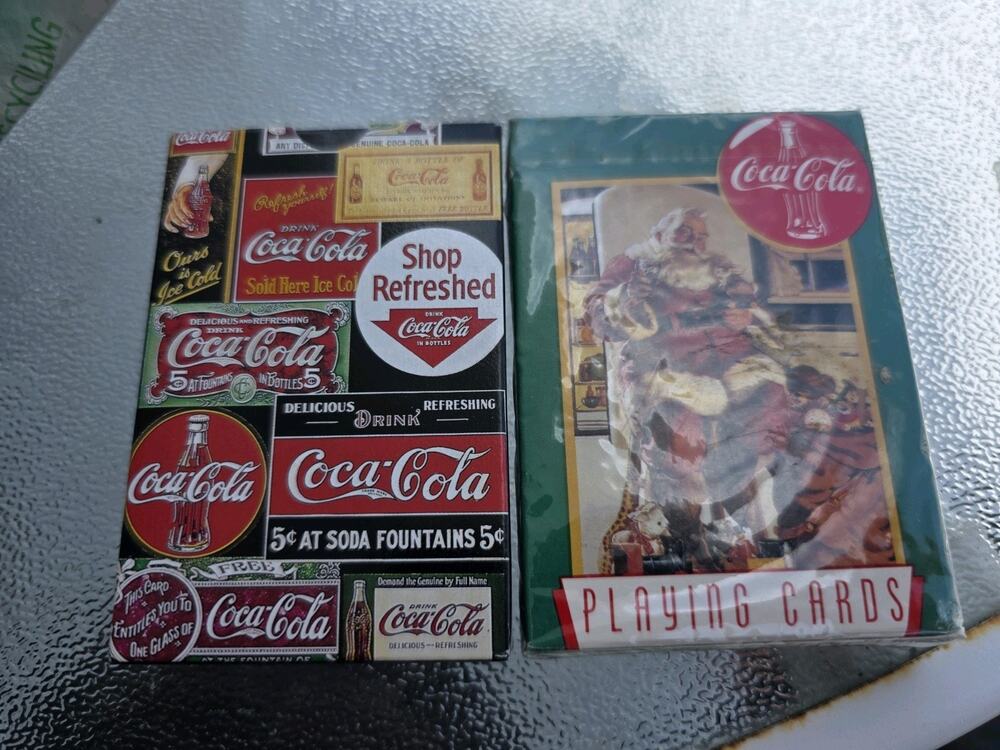 VINTAGE 1990s Coca Cola Playing Cards. 2 Packs. 1 Sealed Unopened. New
